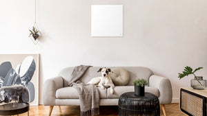 easyTherm Infrarotheizung space12 im Wohnzimmer an der Wand